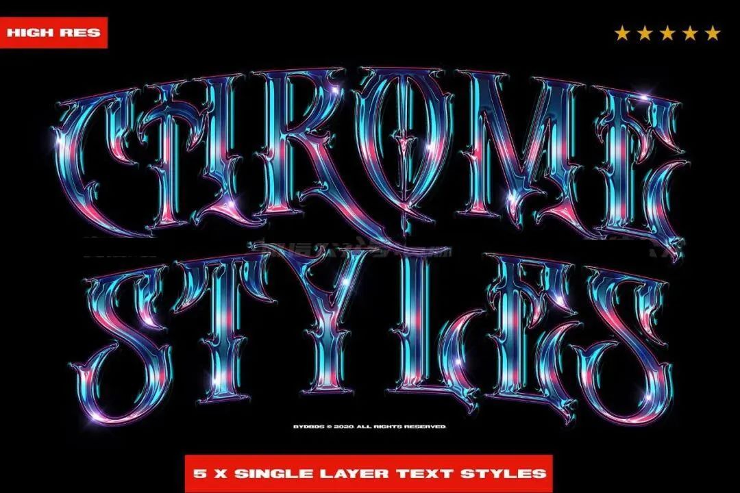 用PS一键生成酸性金属镀铬3D文字,这效果也太酷了吧!