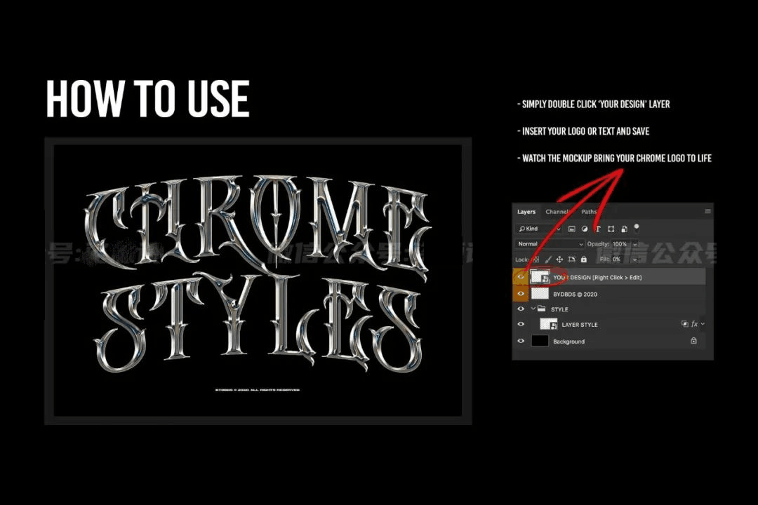 用PS一键生成酸性金属镀铬3D文字,这效果也太酷了吧!
