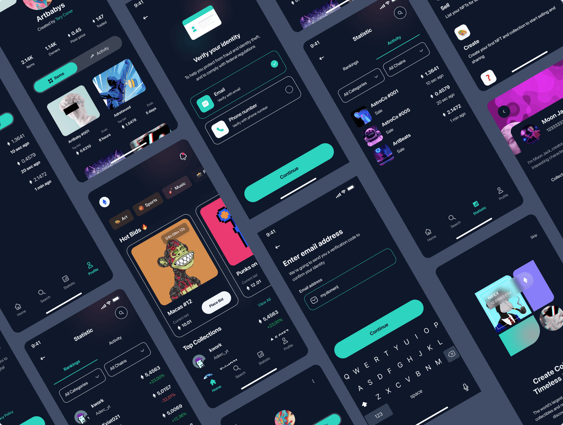 80个蓝色清爽NFT主题APP UI界面