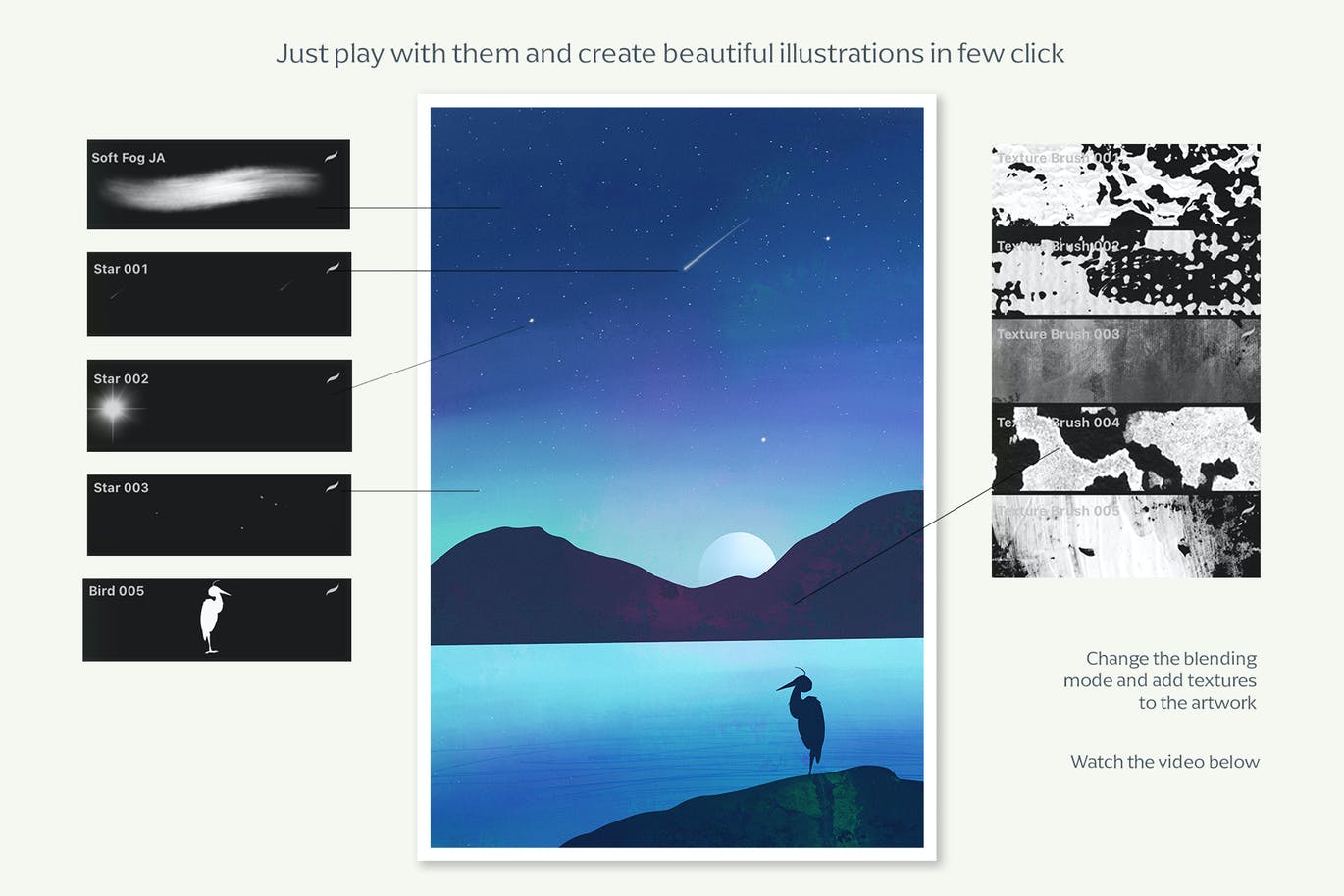 Procreate动漫风写意动植物主题笔刷素材包