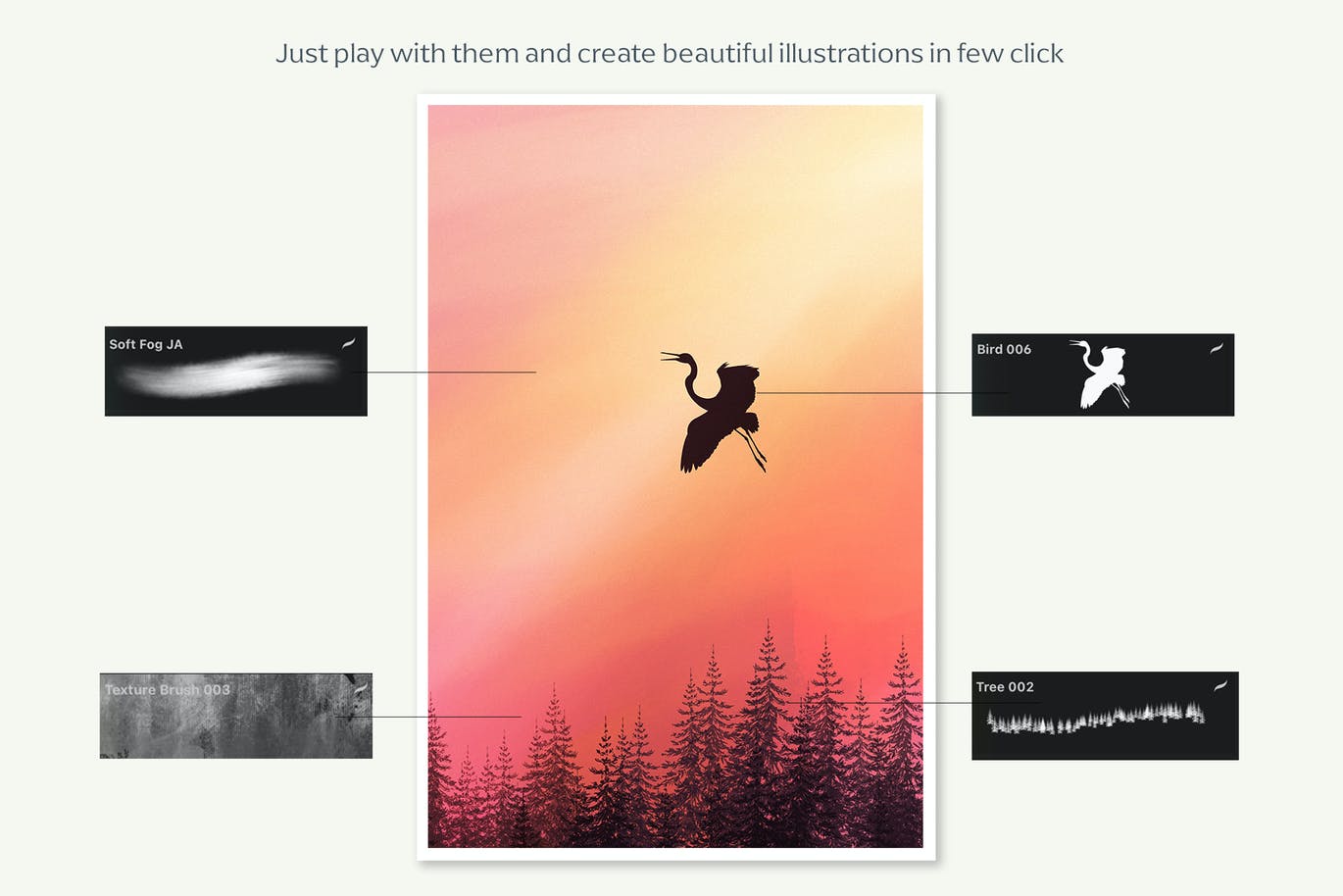 Procreate动漫风写意动植物主题笔刷素材包