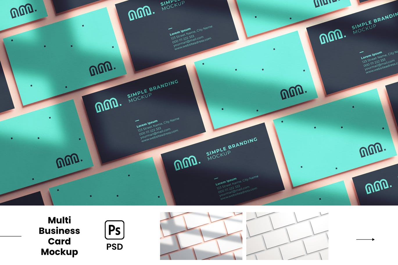 阴影等距视图名片样机PSD模板