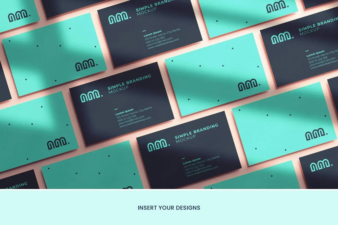 阴影等距视图名片样机PSD模板