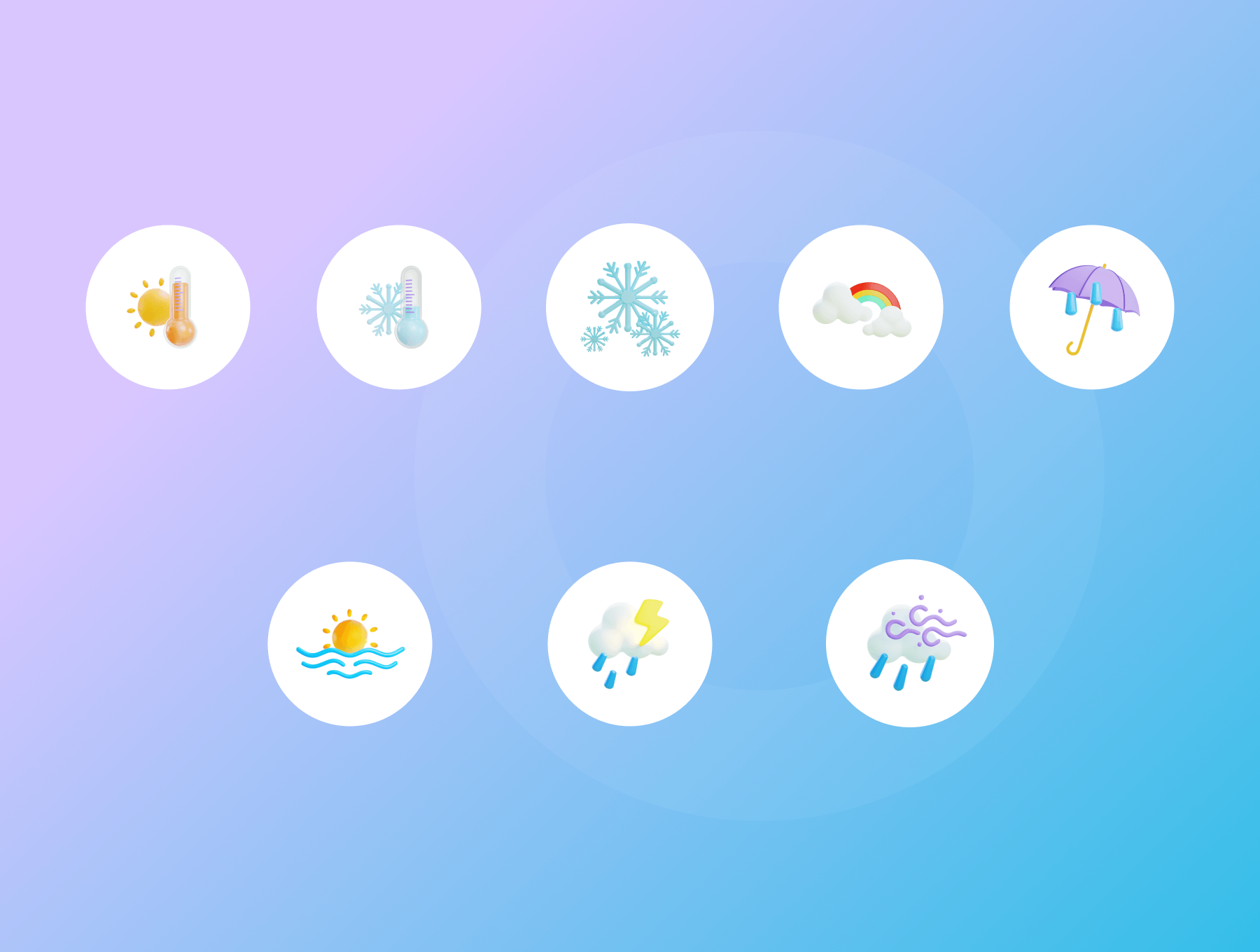 15个风格可爱的天气类3D插图图标