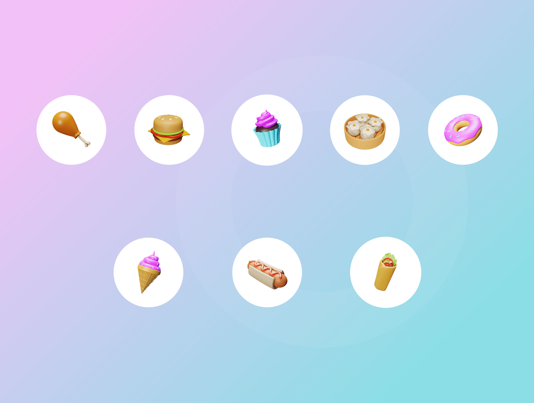 15个风格可爱的3D食物插画模型