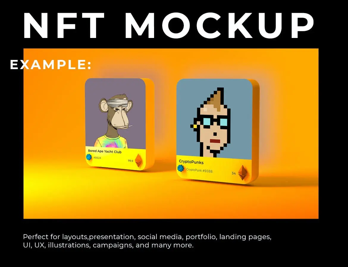 NFT艺术作品展示3D样机PSD场景