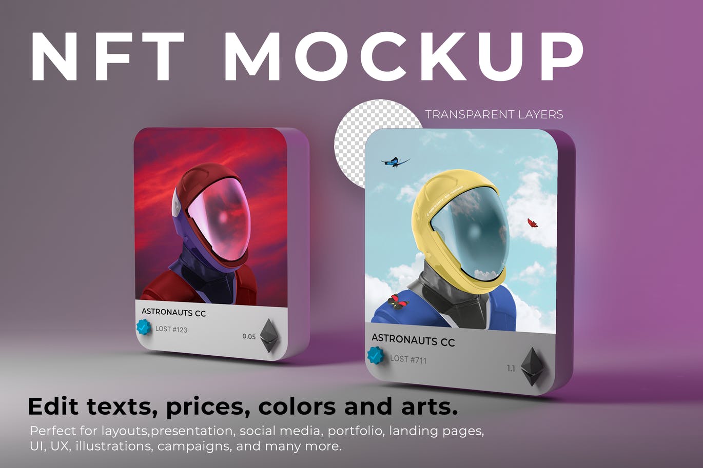 NFT艺术作品展示3D样机PSD场景