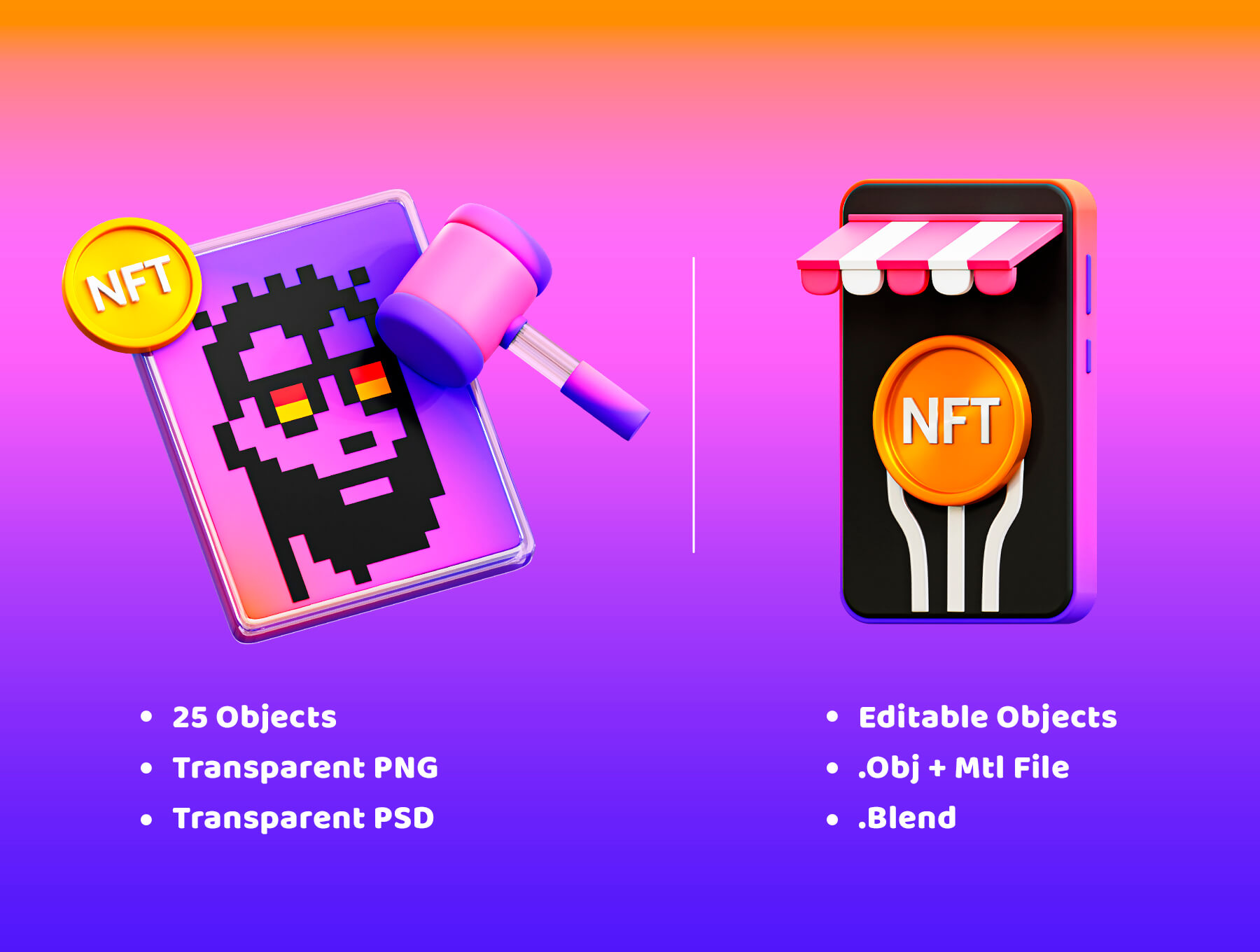 25个潮流3D NFT主题Blender图标模型