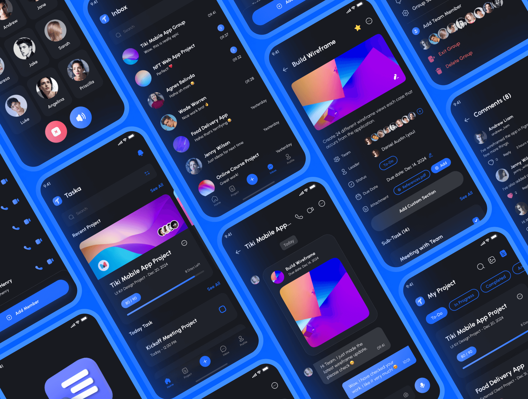 170个用于B端、工作、管理、团队等主题蓝色高质量UI Kit素材包