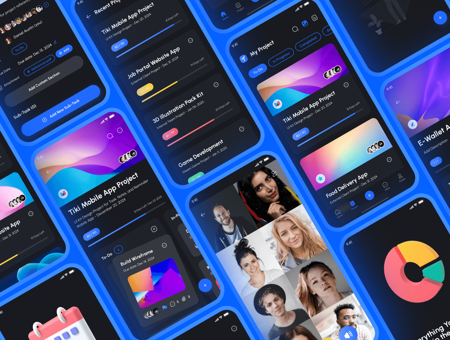 170个用于B端、工作、管理、团队等主题蓝色高质量UI Kit素材包