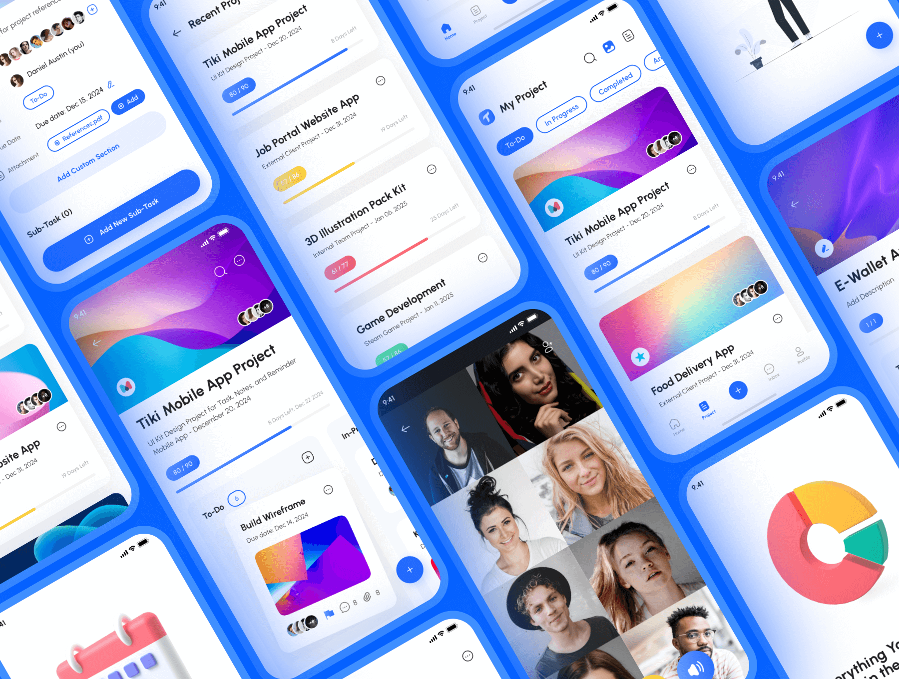 170个用于B端、工作、管理、团队等主题蓝色高质量UI Kit素材包
