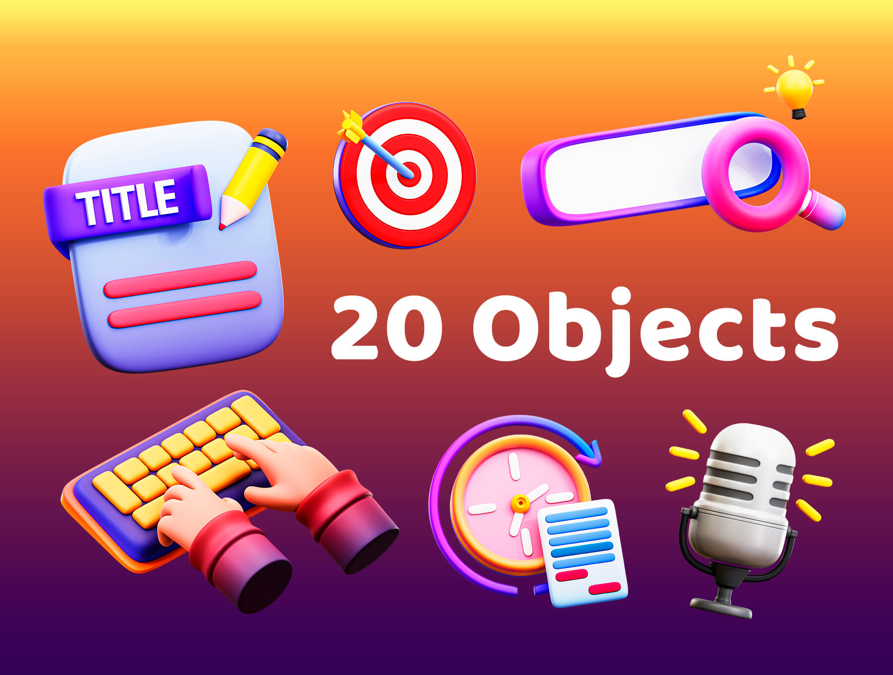 20个创意写作相关3D模型