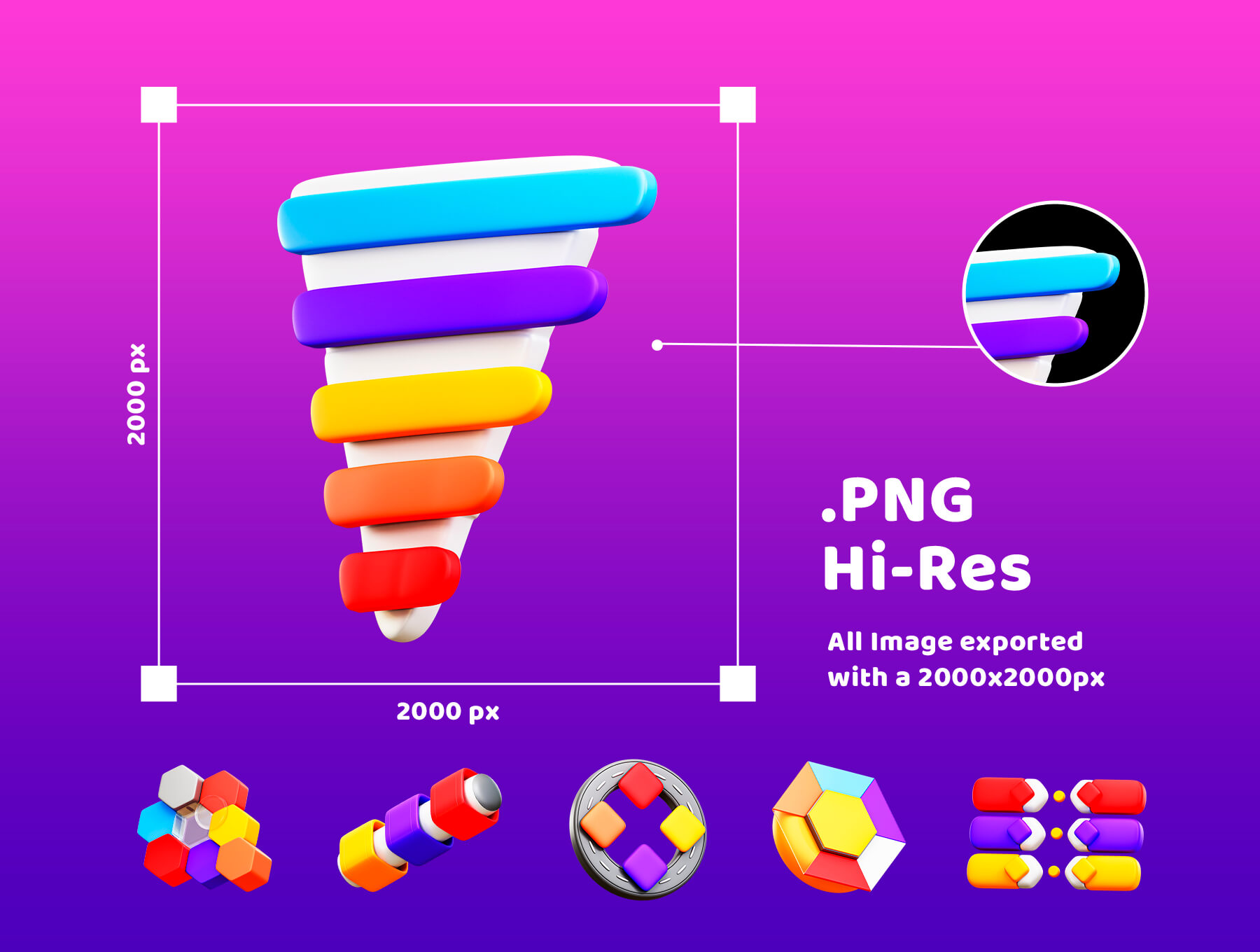 20个色彩艳丽酷炫图表3D模型