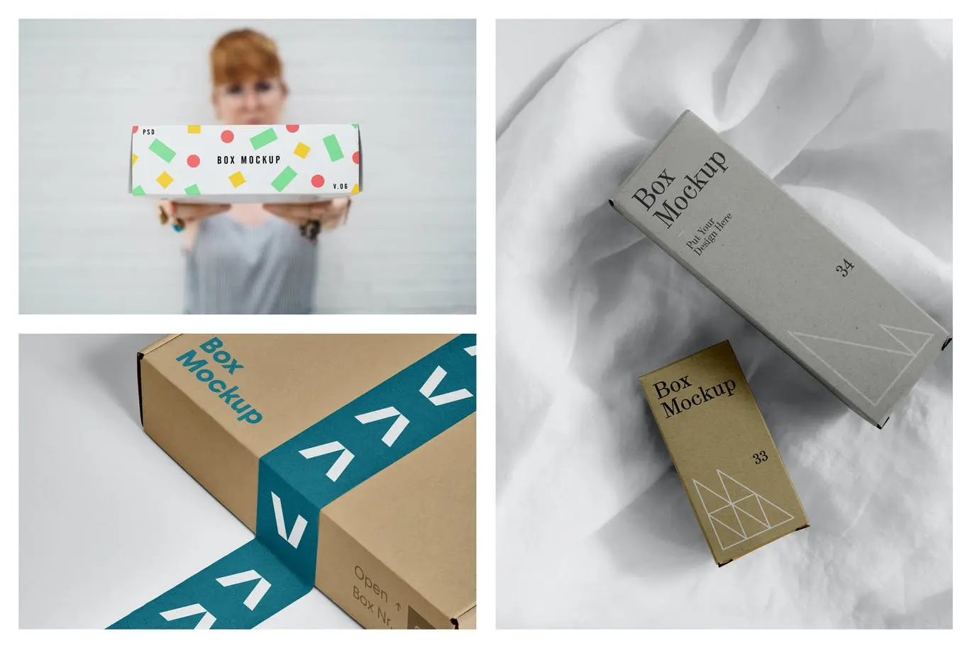 10个白色高端包装盒包装VI样机PSD模型