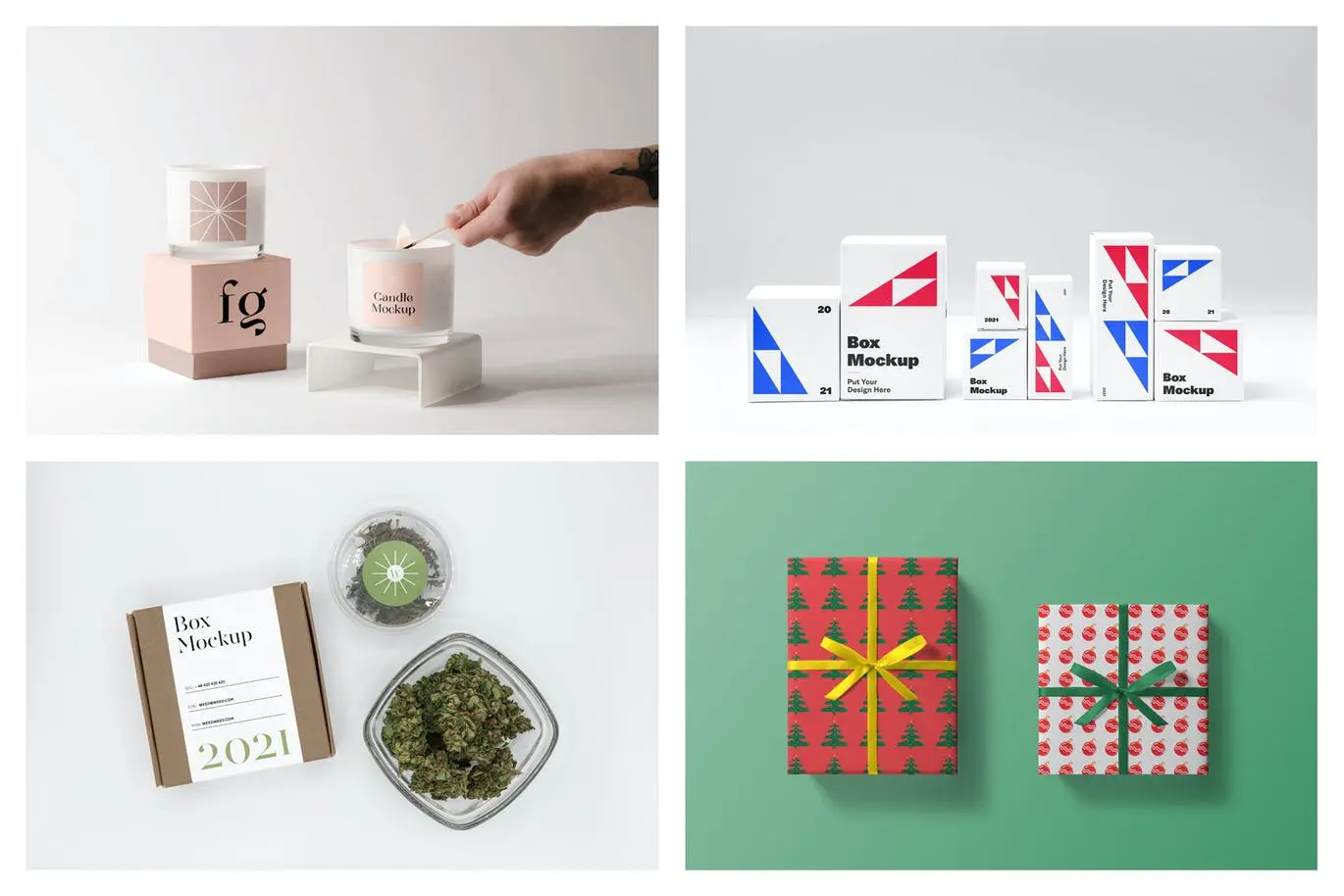 10个白色高端包装盒包装VI样机PSD模型