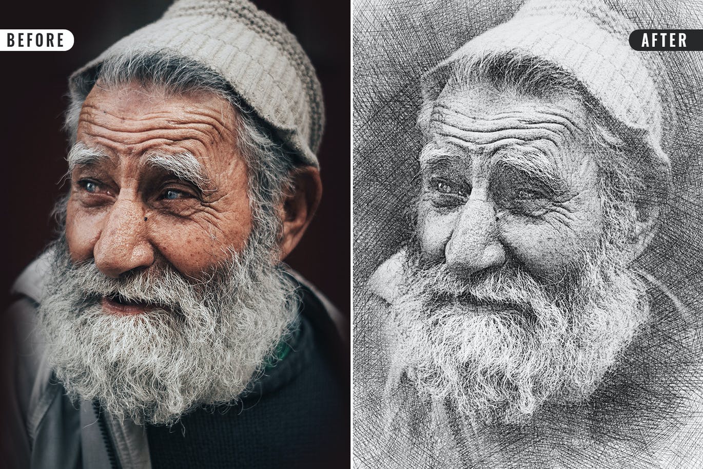 一套用于Photoshop的素描PS动作