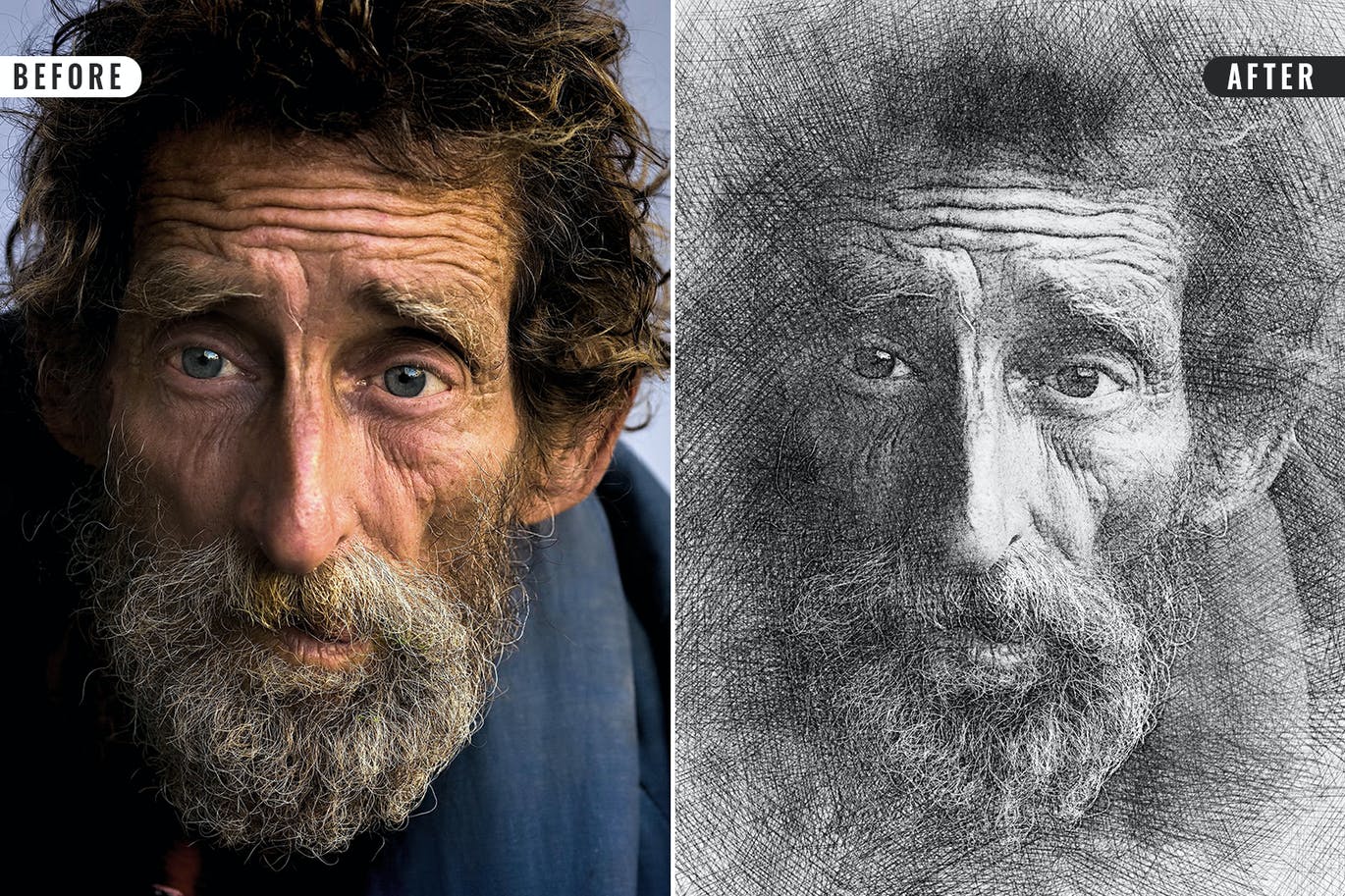 一套用于Photoshop的素描PS动作