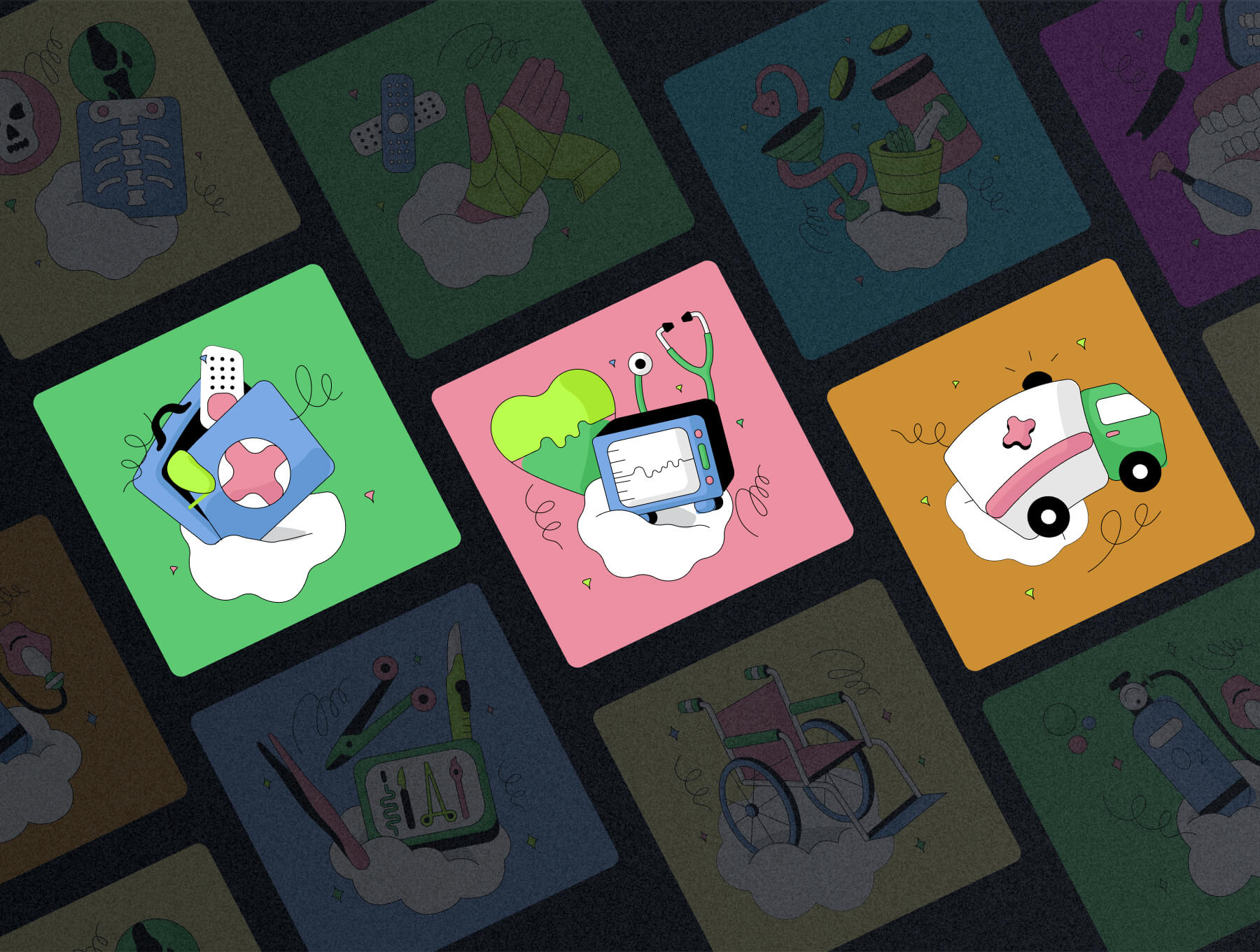 40个医疗保健医疗业务相关时尚插图素材