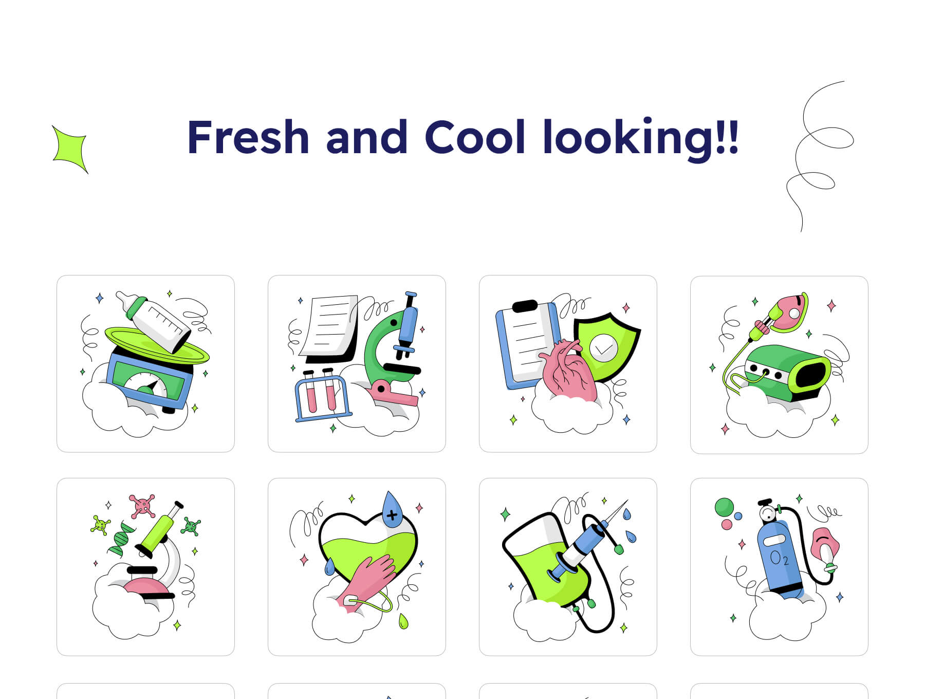 40个医疗保健医疗业务相关时尚插图素材