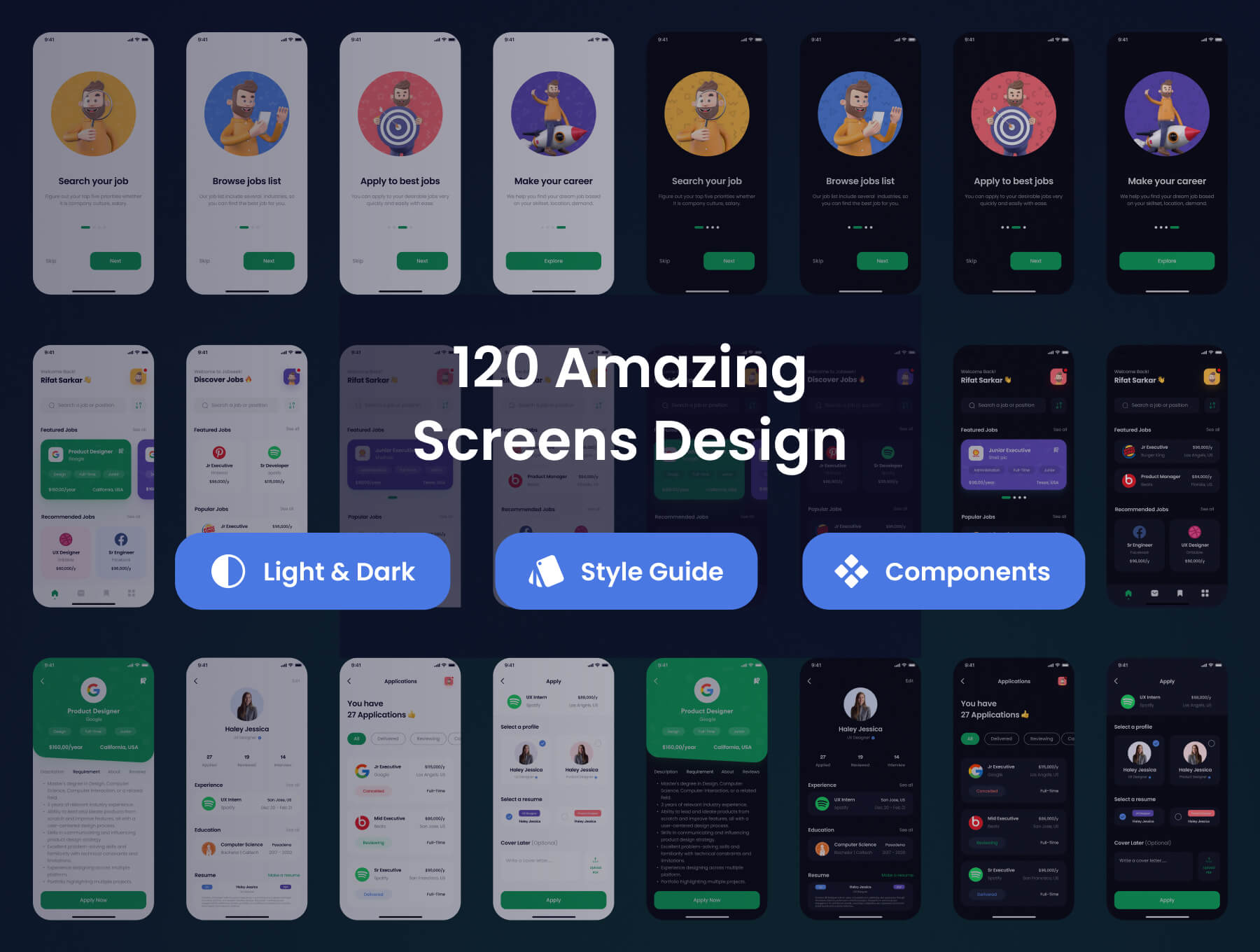 120个适用于求职招聘APP UI kit界面素材包