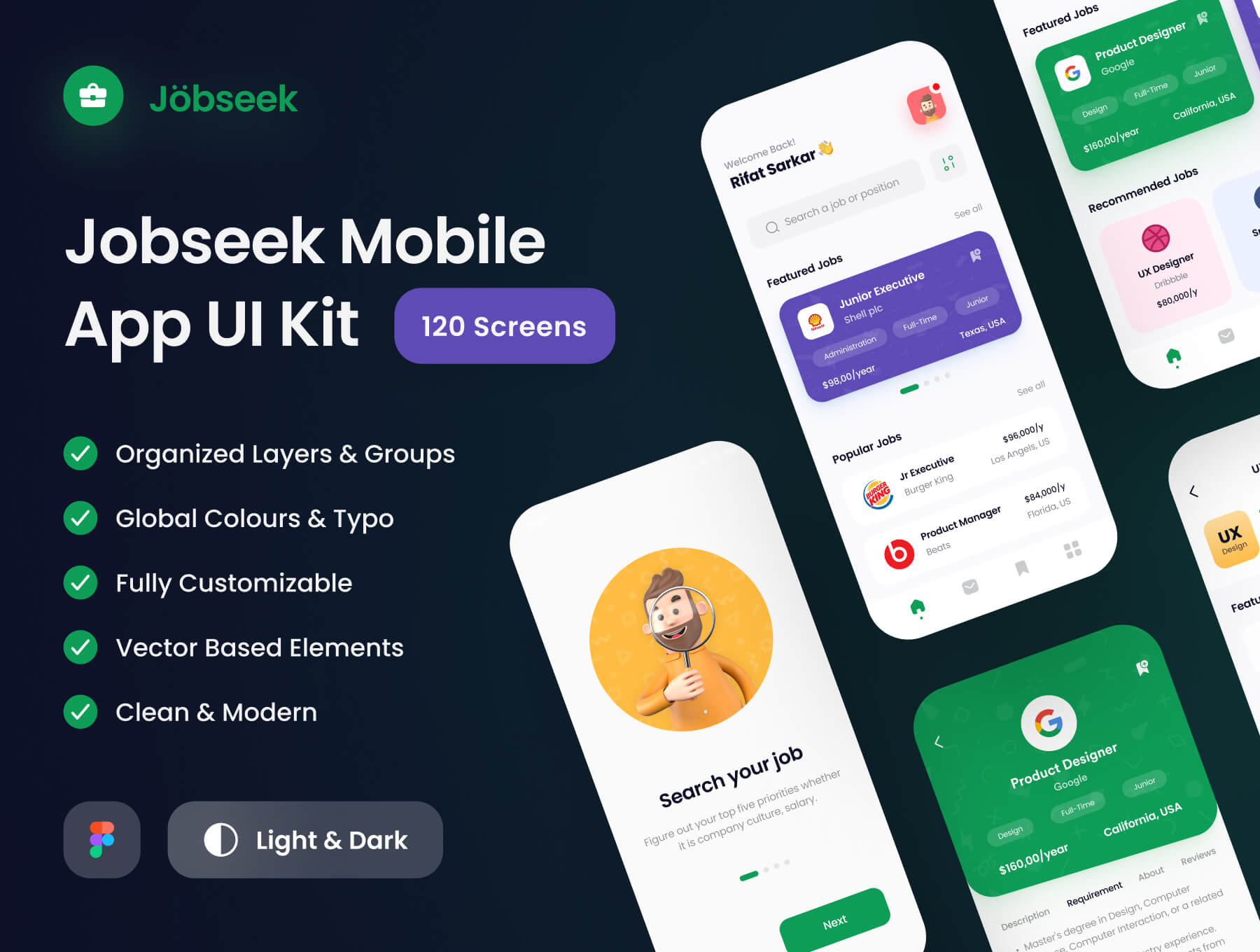 120个适用于求职招聘APP UI kit界面素材包