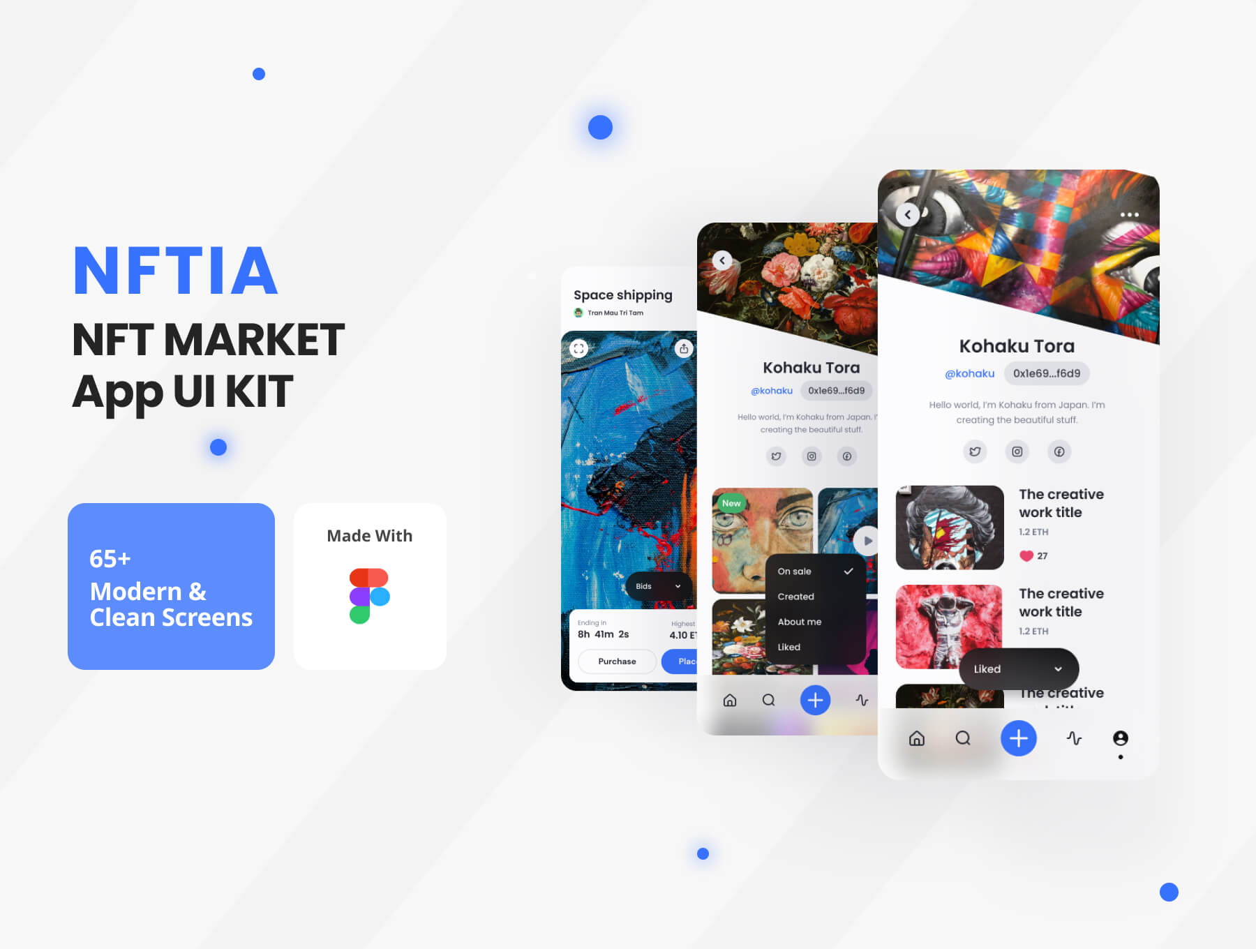 65个蓝色高质量NFT应用APP UI界面包
