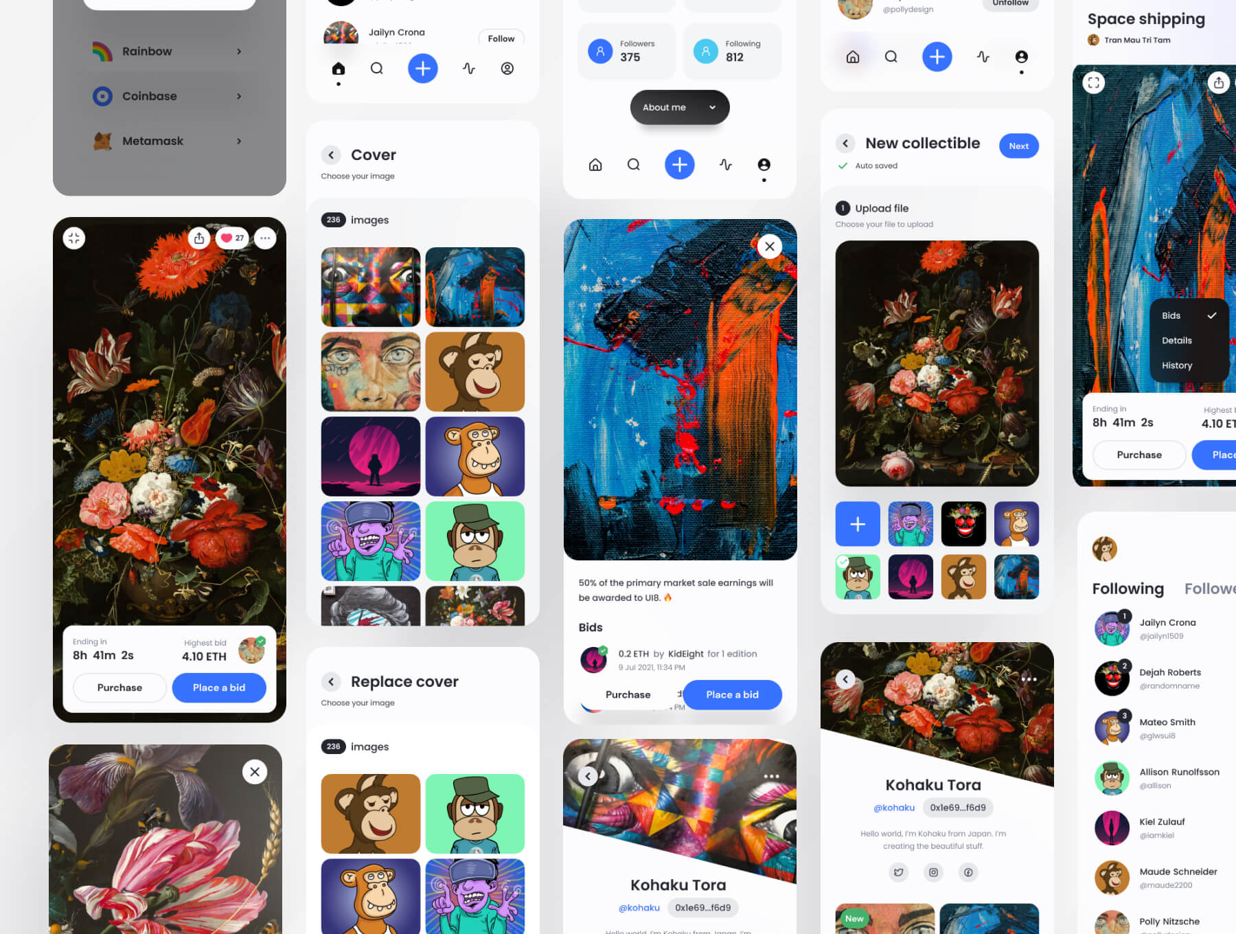 65个蓝色高质量NFT应用APP UI界面包