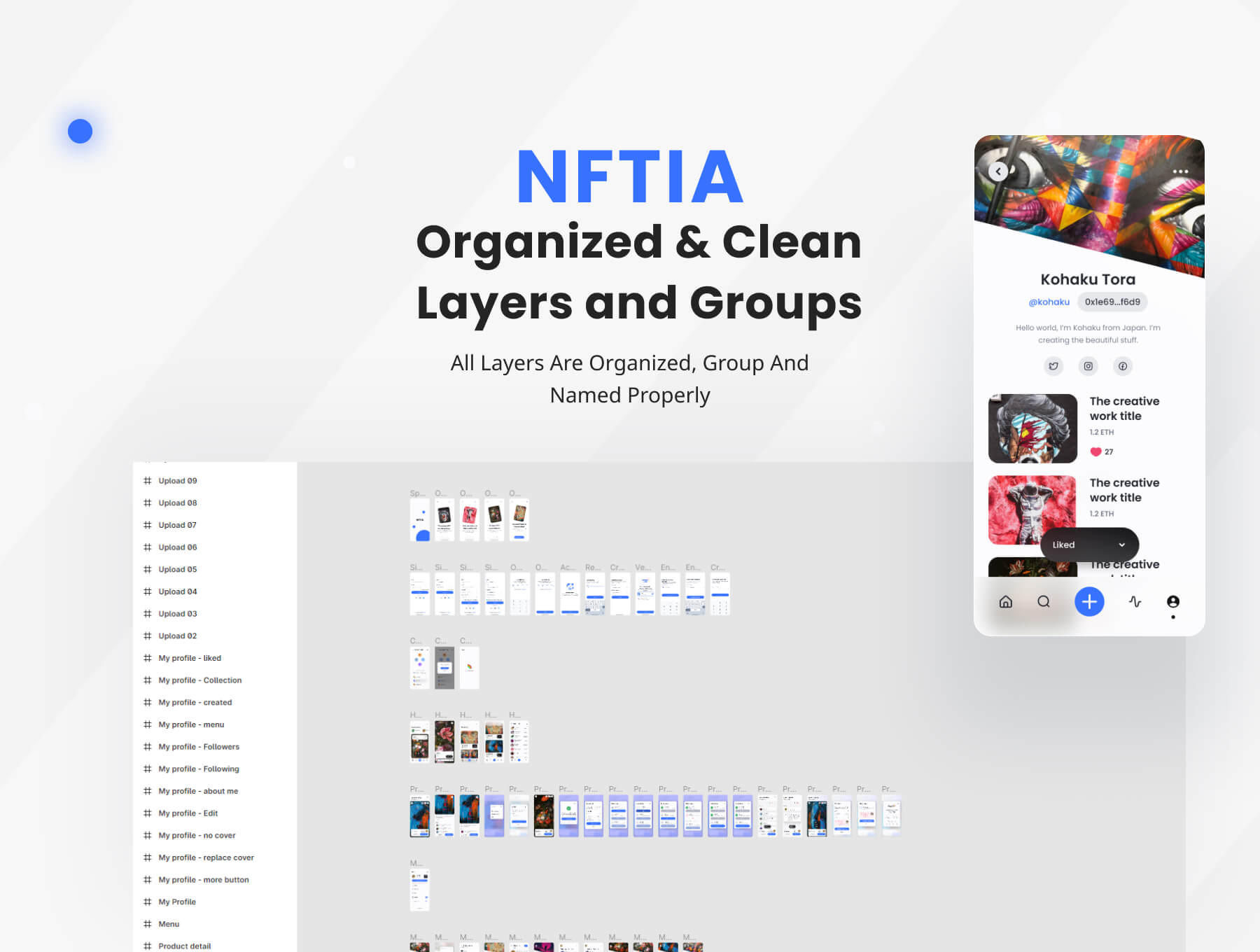65个蓝色高质量NFT应用APP UI界面包