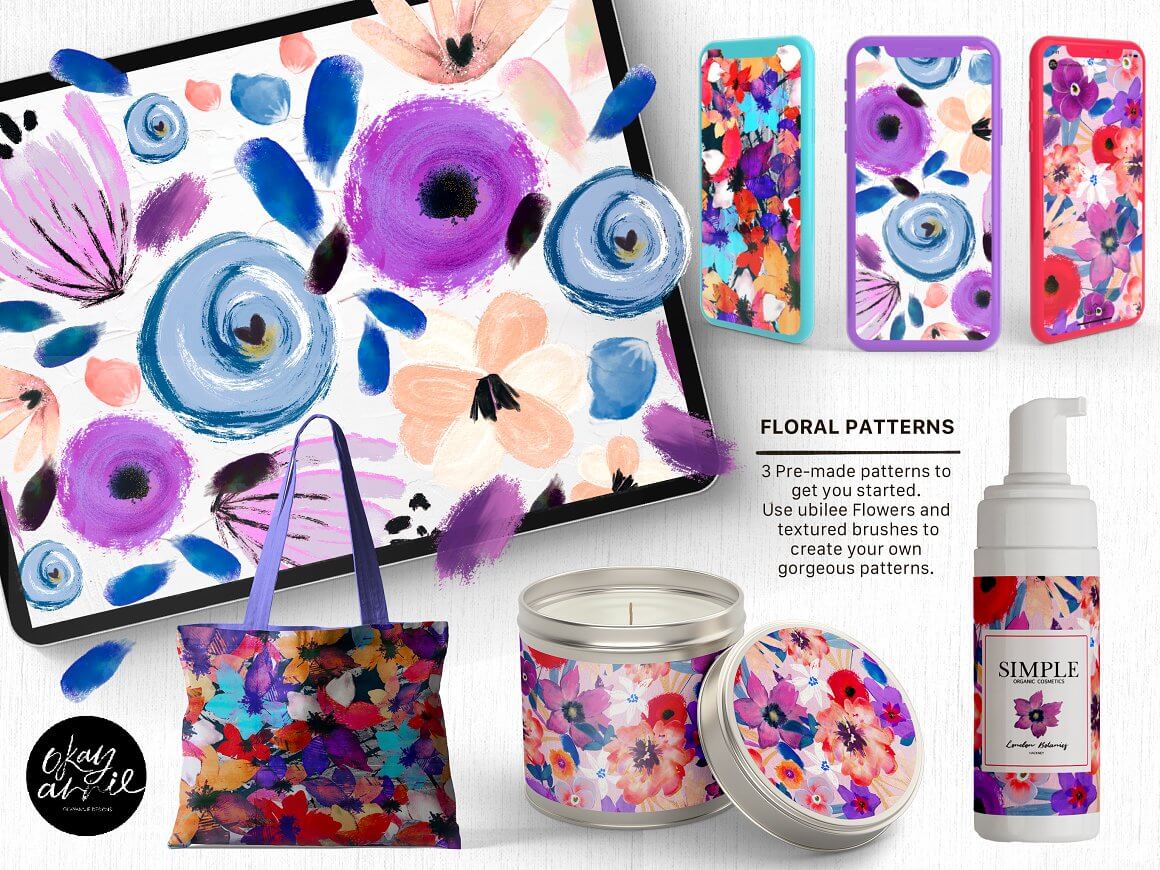 抽象花卉叶子形状Procreate笔刷