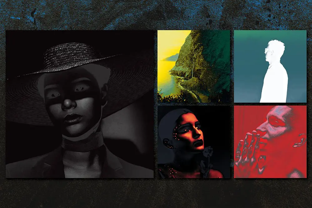 反梯度渐变纹理+图案抽象设计模板