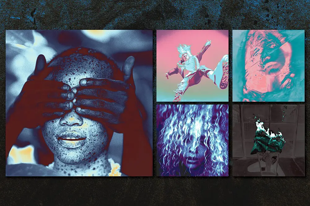 反梯度渐变纹理+图案抽象设计模板