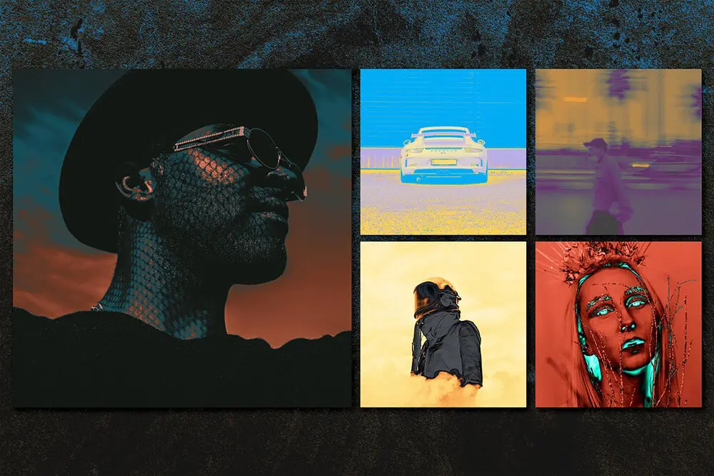 反梯度渐变纹理+图案抽象设计模板