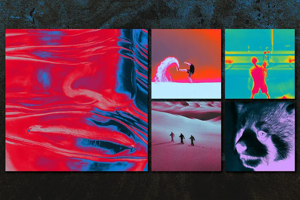 反梯度渐变纹理+图案抽象设计模板