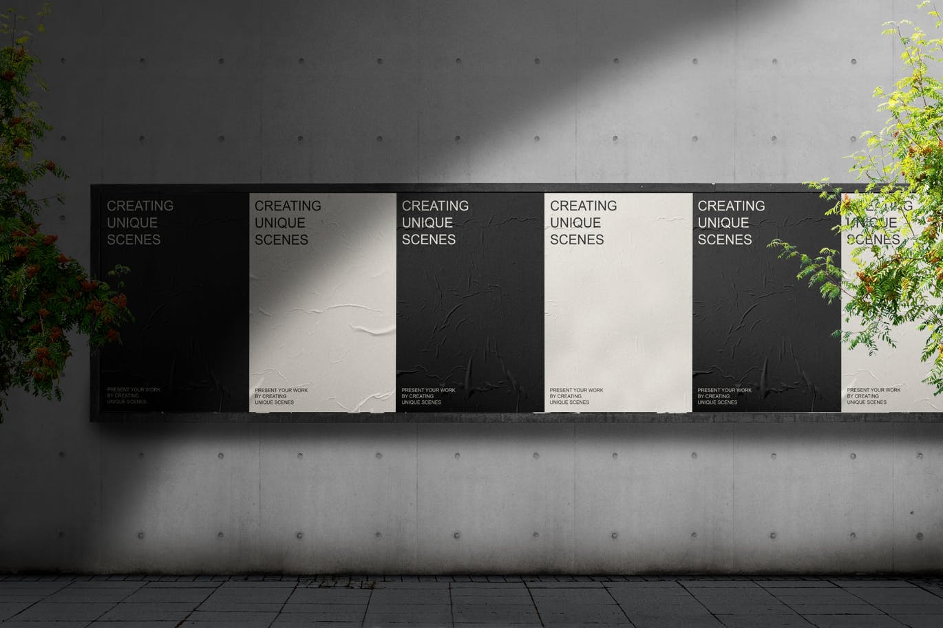 高级灰阴影水泥墙海报展示PSD样机素材