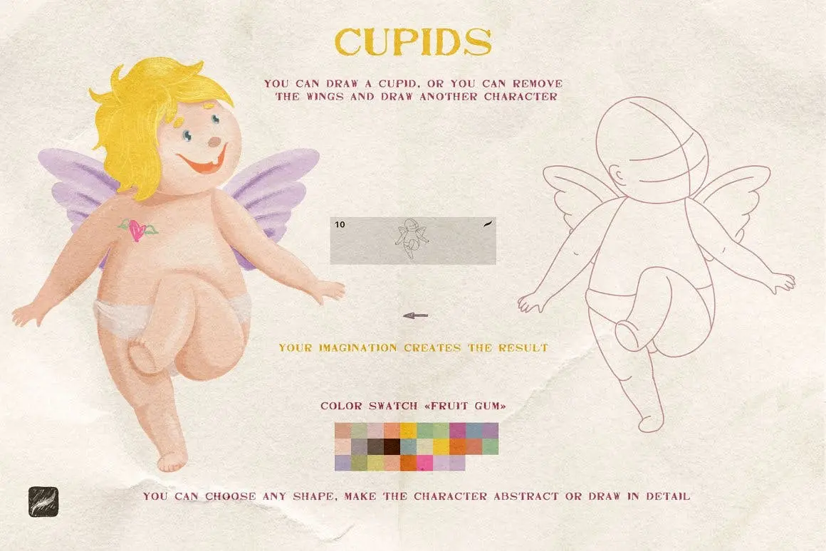 婴儿与丘比特元素主题Procreate笔刷