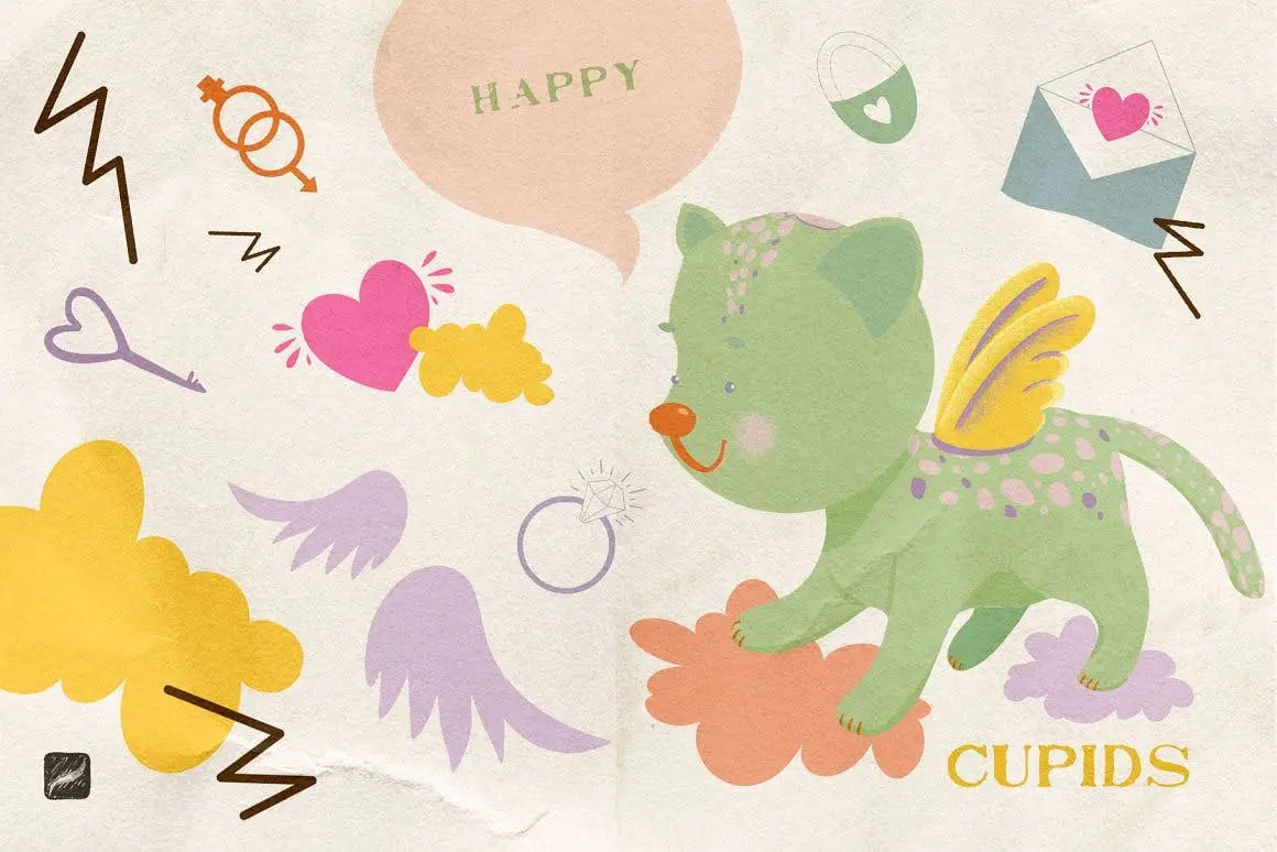 婴儿与丘比特元素主题Procreate笔刷