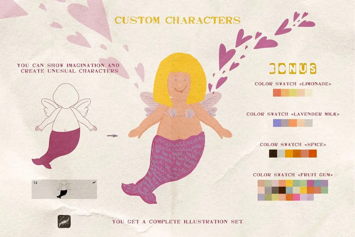 婴儿与丘比特元素主题Procreate笔刷