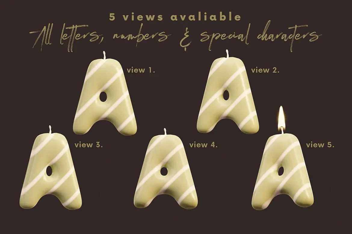字母数字3D生日蜡烛图片素材