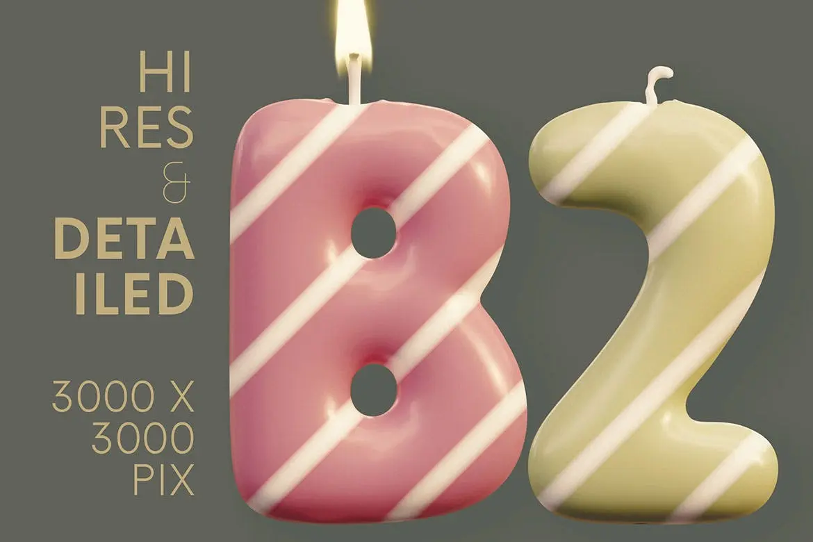 字母数字3D生日蜡烛图片素材