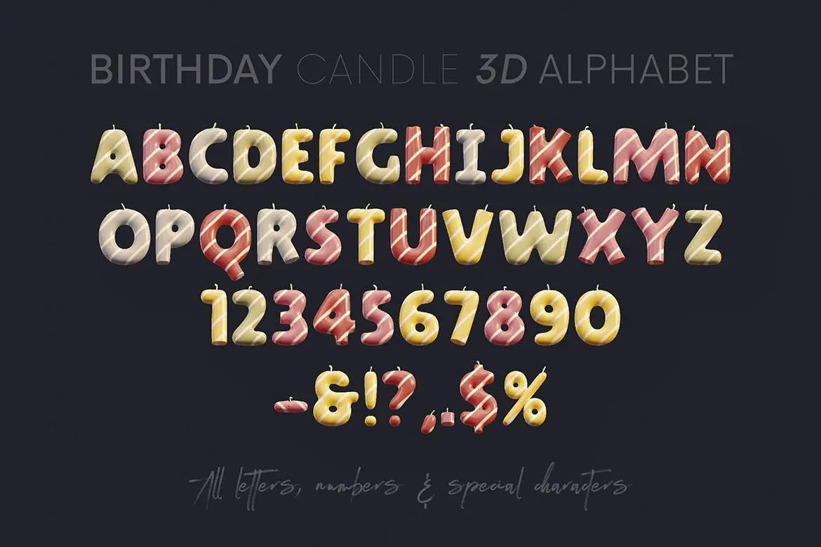 字母数字3D生日蜡烛图片素材