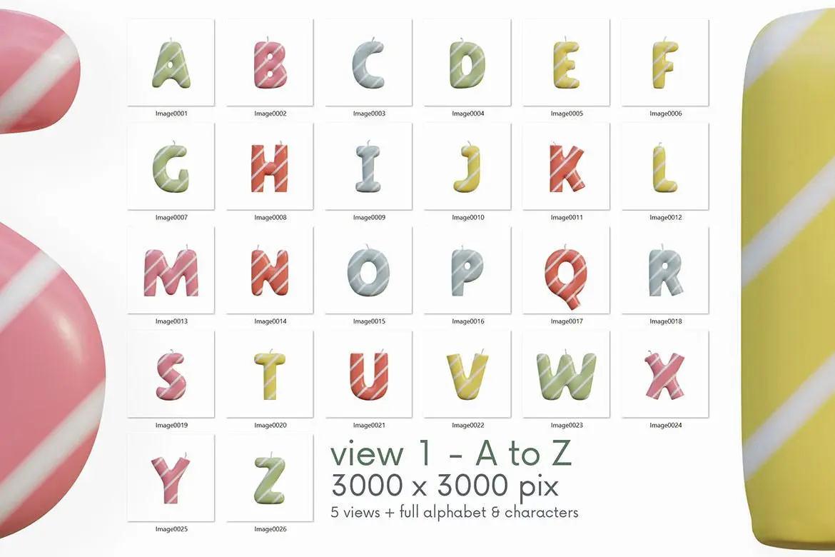 字母数字3D生日蜡烛图片素材