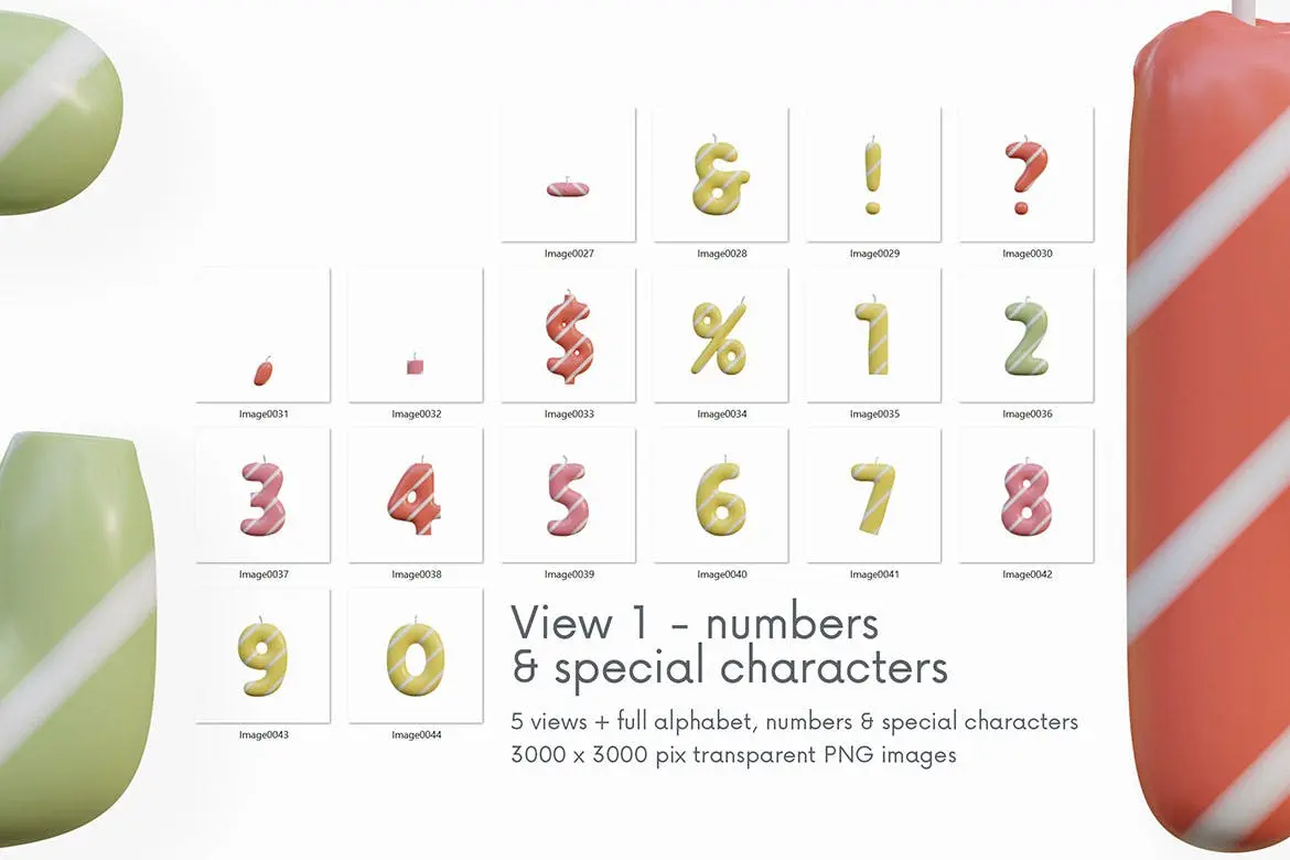 字母数字3D生日蜡烛图片素材