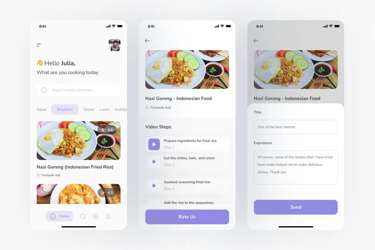 紫色食物配方相关APP UI Kit界面素材（Figma）
