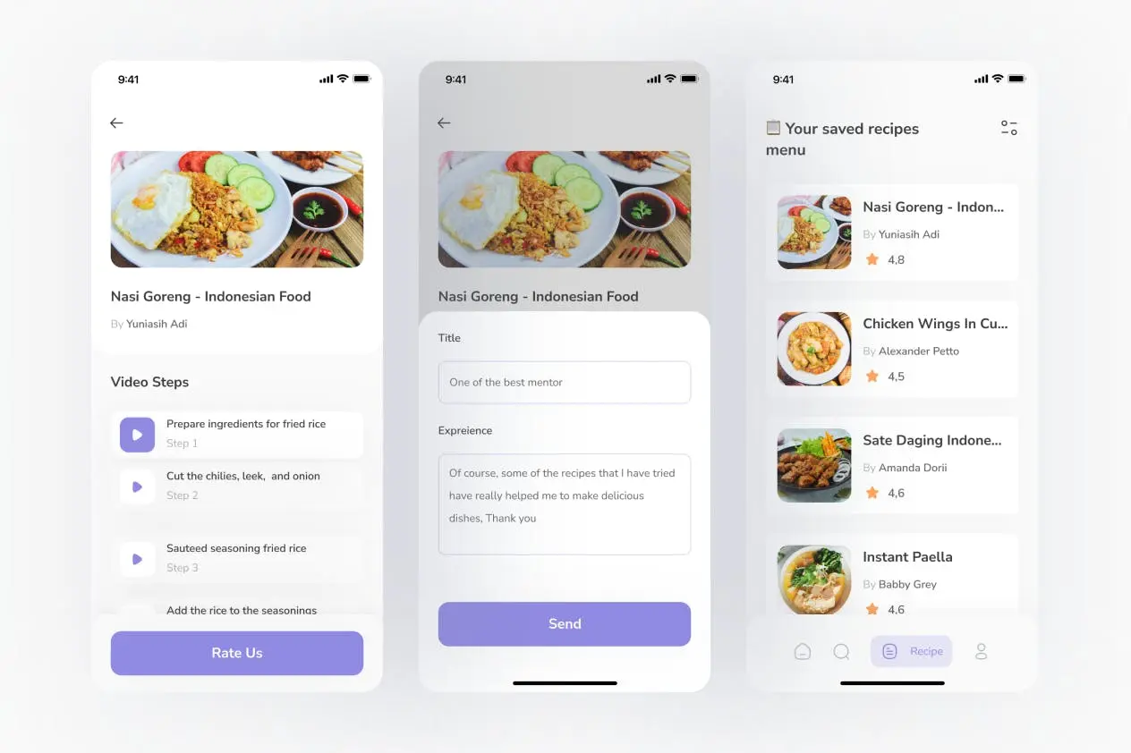 紫色食物配方相关APP UI Kit界面素材（Figma）