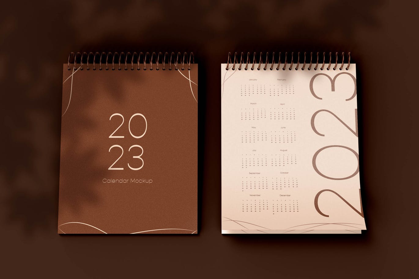 2023螺旋翻页日历设计样机PSD模板