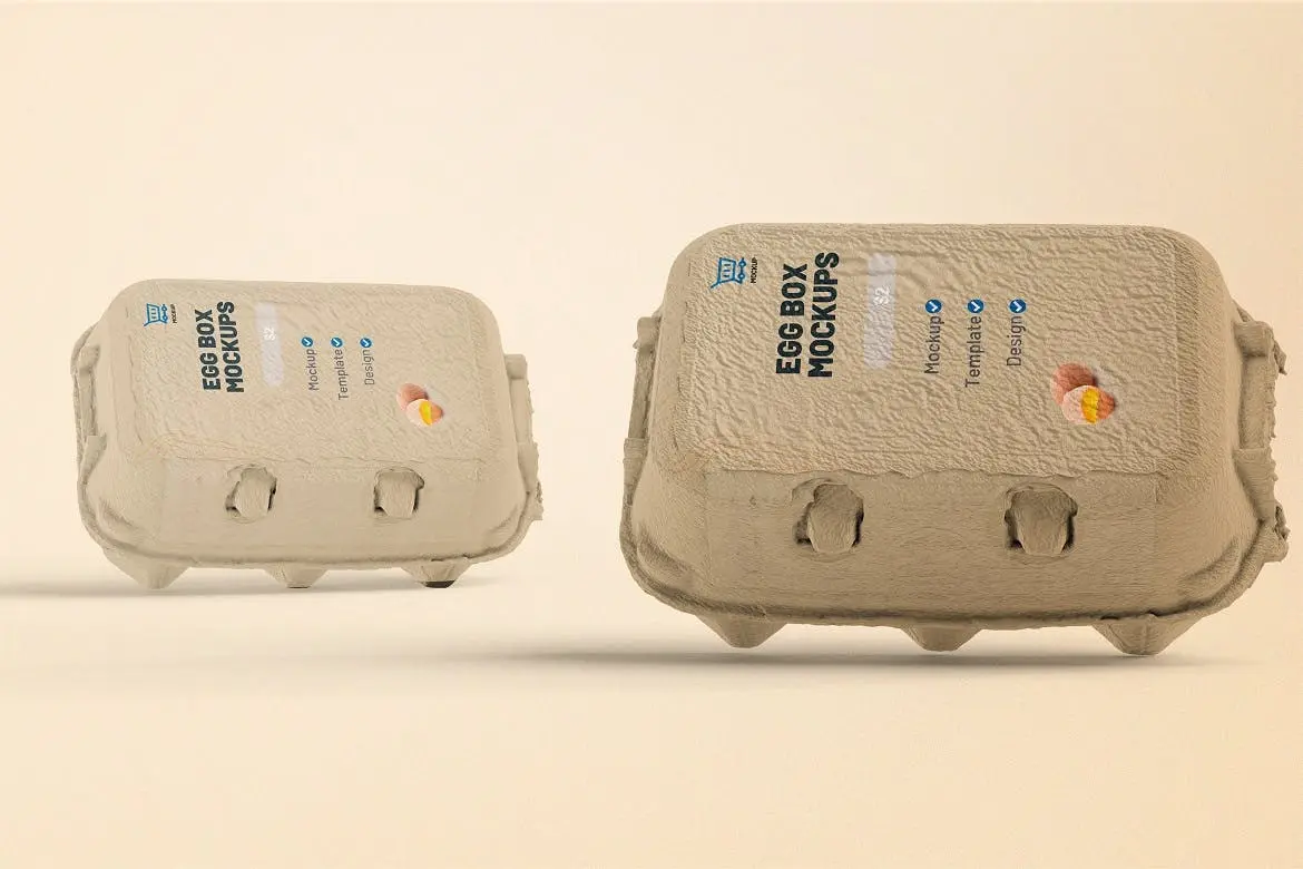 逼真的鸡蛋托盘包装盒PSD样机模板