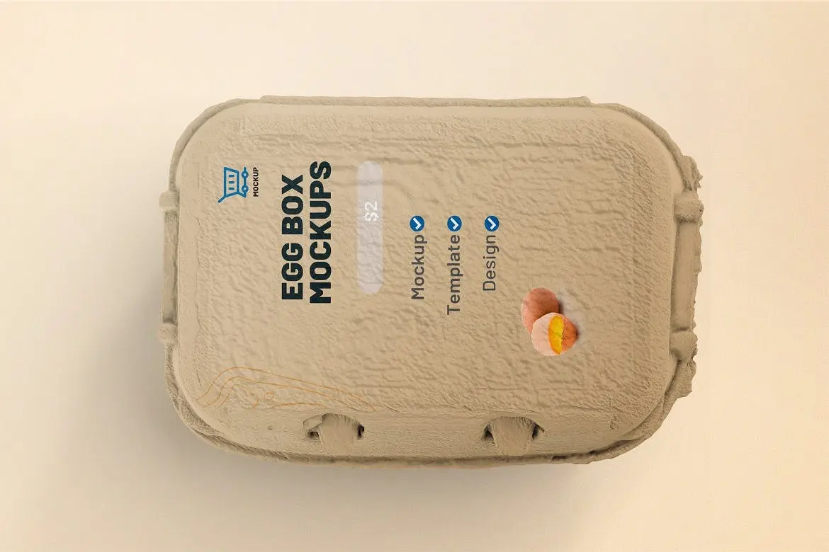 逼真的鸡蛋托盘包装盒PSD样机模板