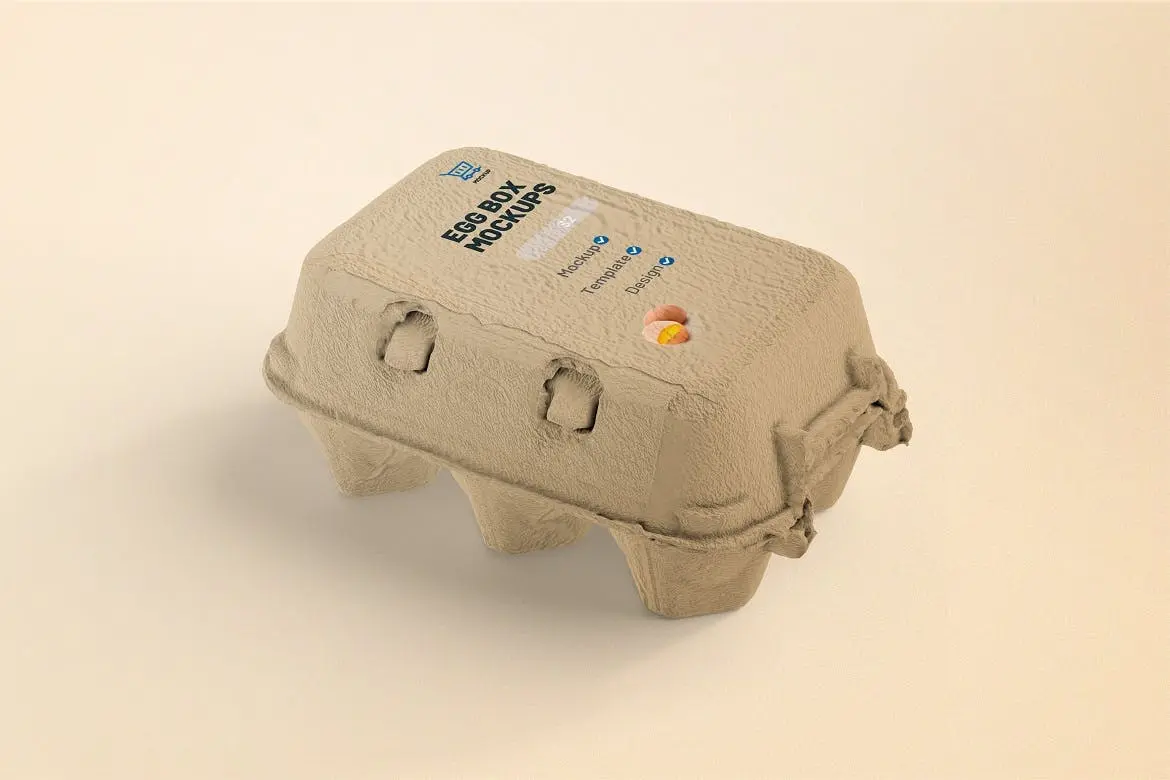 逼真的鸡蛋托盘包装盒PSD样机模板