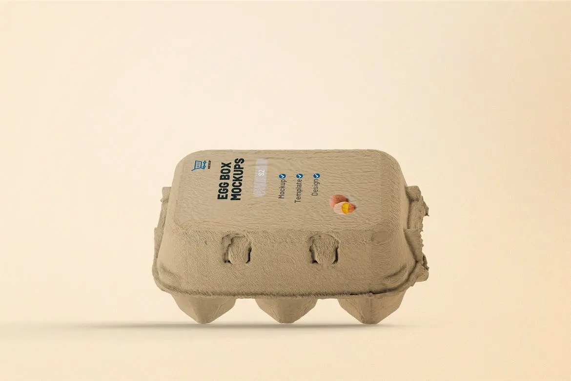 逼真的鸡蛋托盘包装盒PSD样机模板