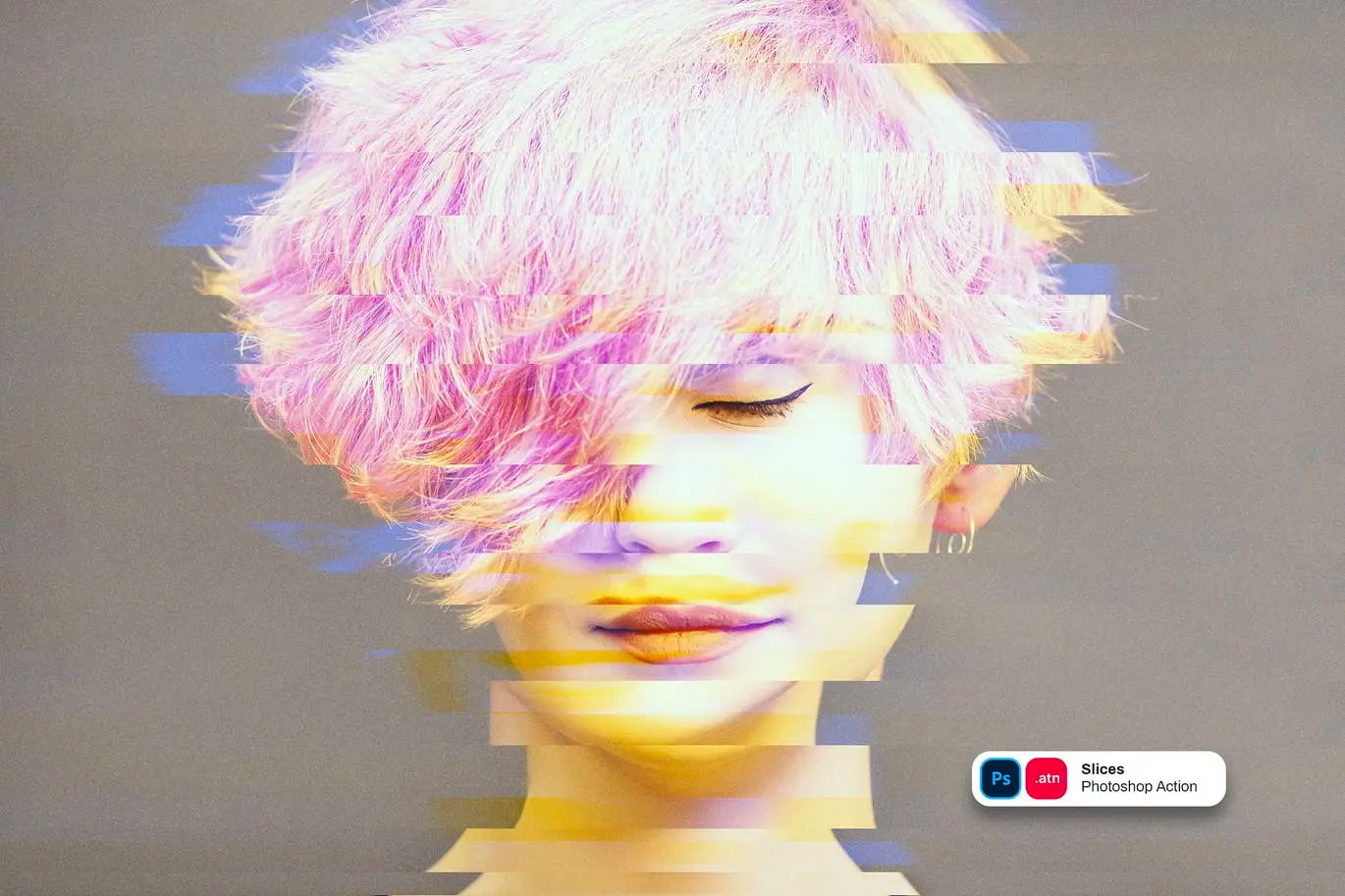 抖音小故障切片风格photoshop动作预设